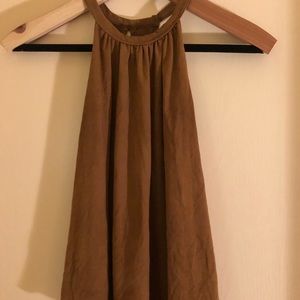 Suede high neck tank